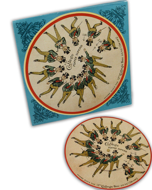 Disappearing College Boy, Victorian Optical Illusion Puzzle Wheel